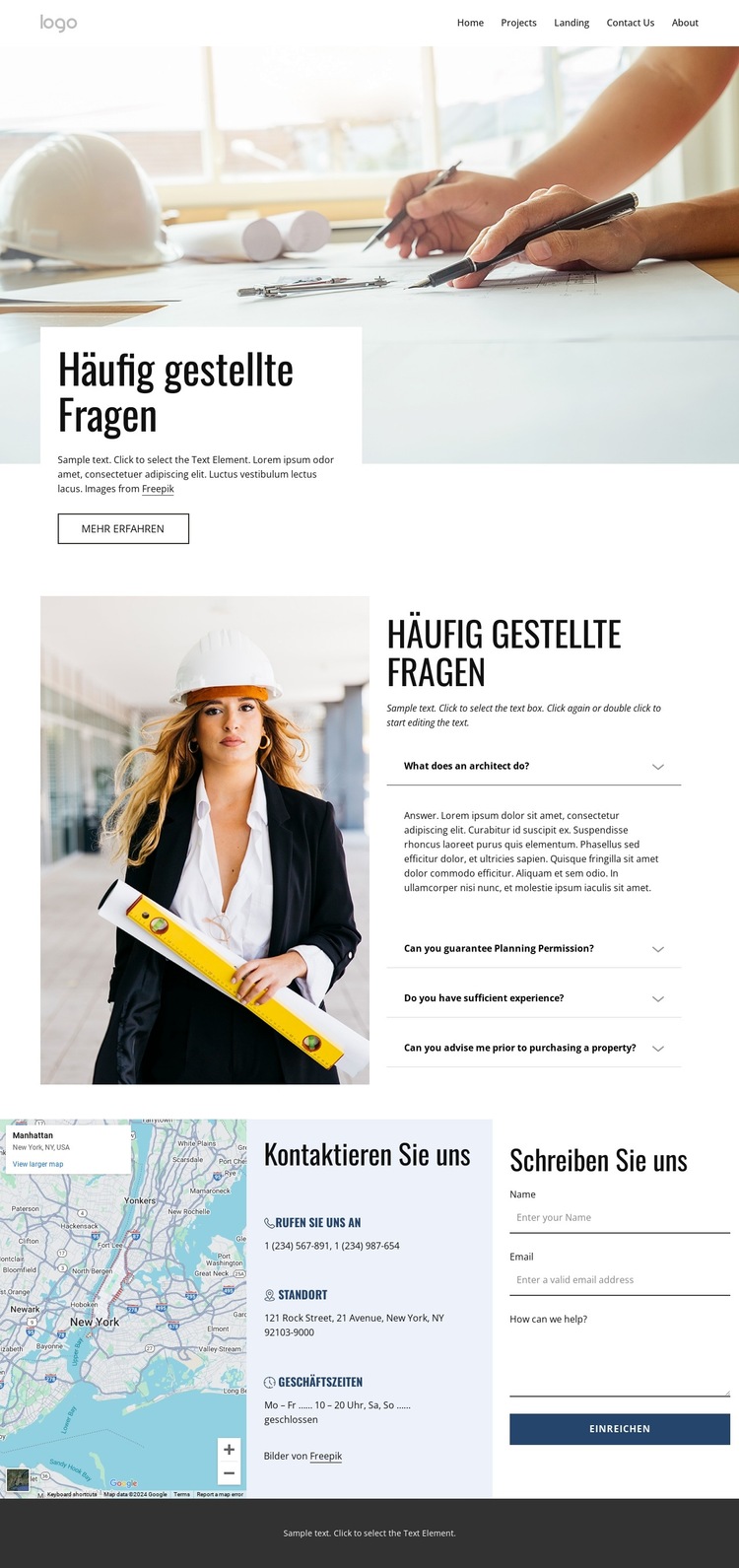 Architektur-FAQs Website-Vorlage