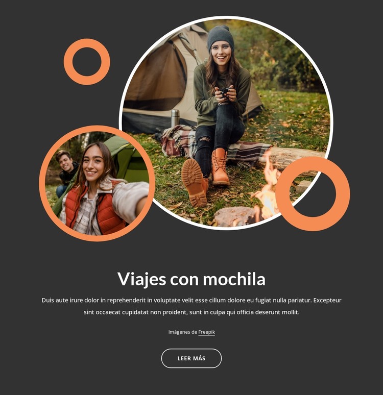 Viajes de mochilero para principiantes Plantilla HTML