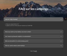 Bloc FAQ Sur Les Campings - Modèle HTML5