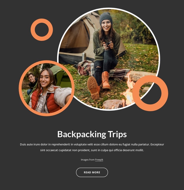 Backpacking trips for beginners Html Website Builder