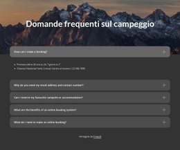 HTML Reattivo Per Blocco FAQ Campeggio