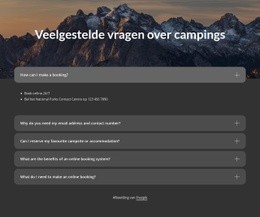 Kampeerterrein FAQ Blok - Beste Websitebouwer