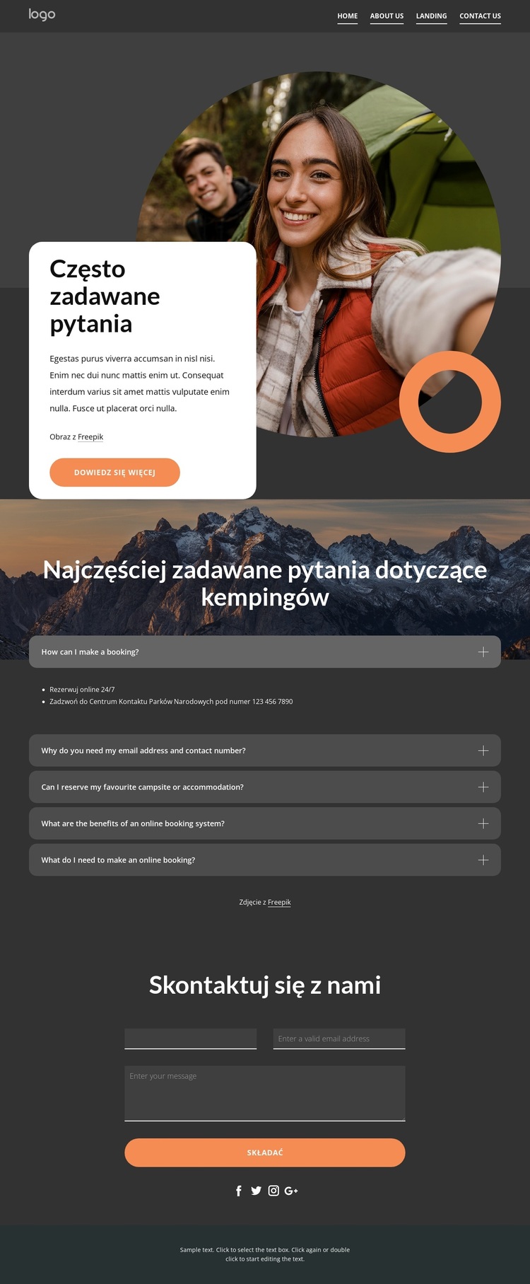 Często zadawane pytania dotyczące kempingów Motyw WordPress