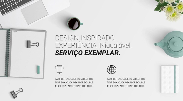 Nova experiência de design Design do site