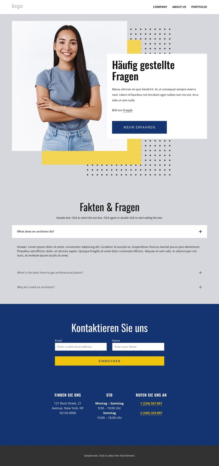 Lesen Sie unsere FAQs HTML-Vorlage