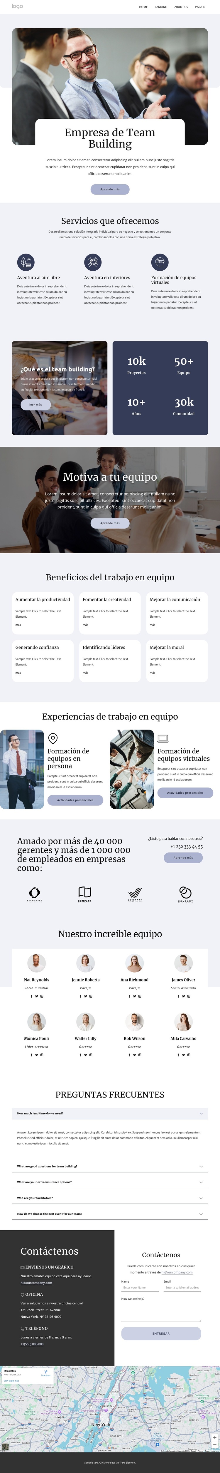 Soluciones de formación de equipos Plantilla de sitio web