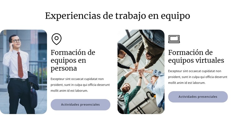 Experiencias de team building Plantilla de sitio web