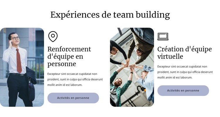 Expériences de team building Modèle CSS