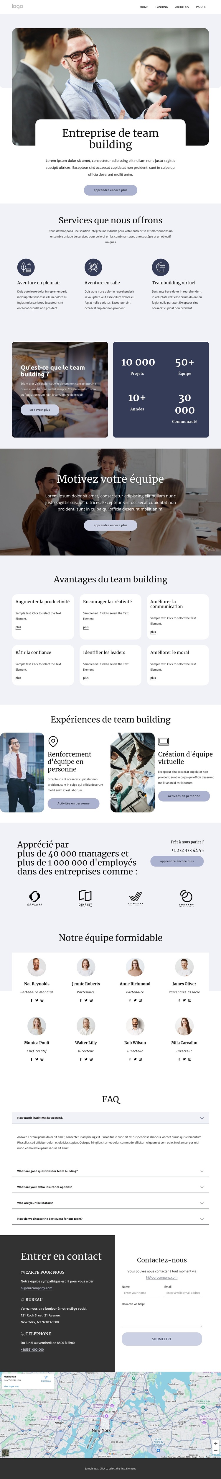 Solutions de team building Modèle de site Web