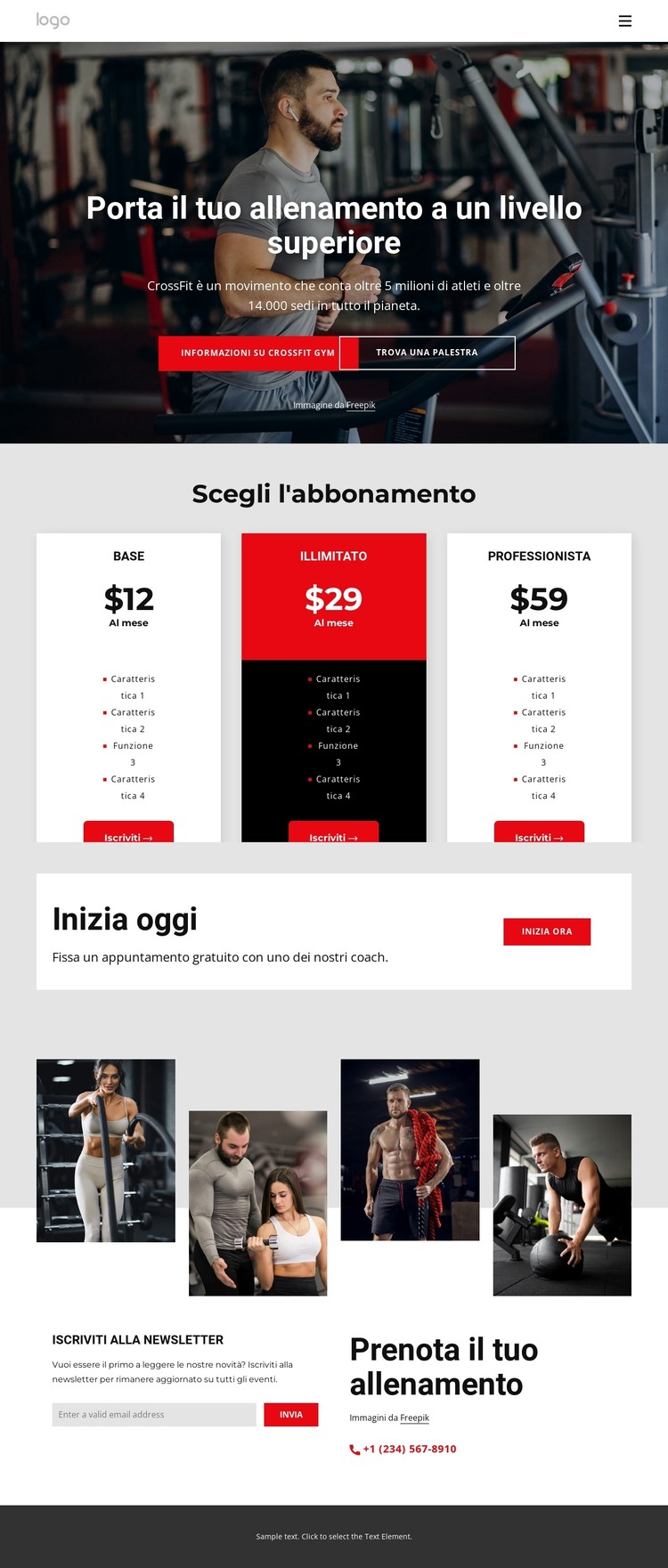 Iscriversi a un club sportivo Modello HTML