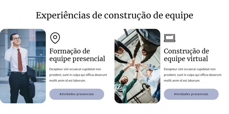 Experiências de construção de equipe Template CSS