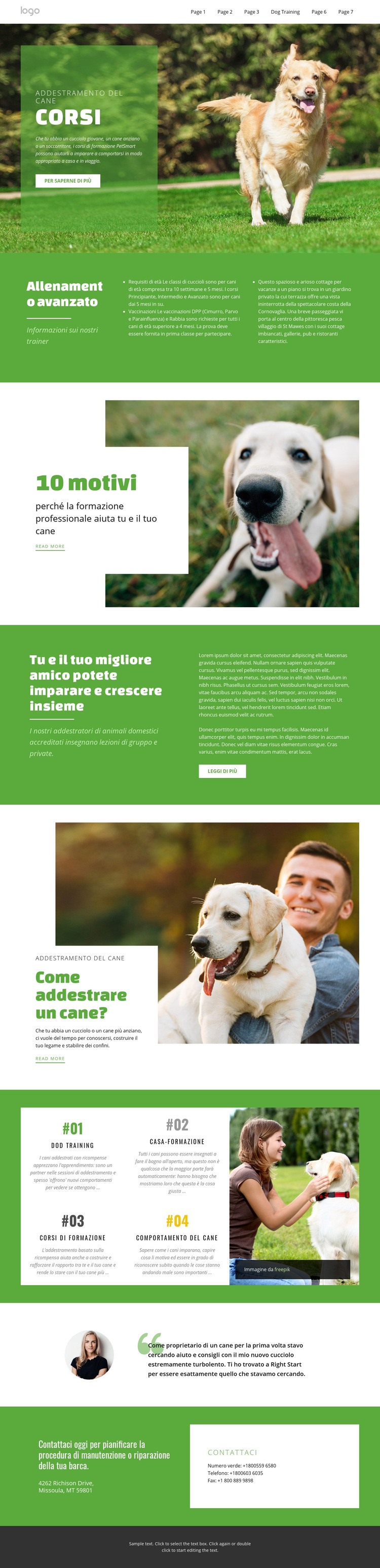 Corsi di formazione per animali domestici Costruttore di siti web HTML