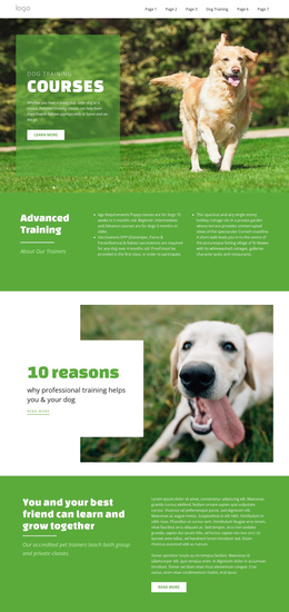 Training Courses For Pets - Customizable Professional One Page Template