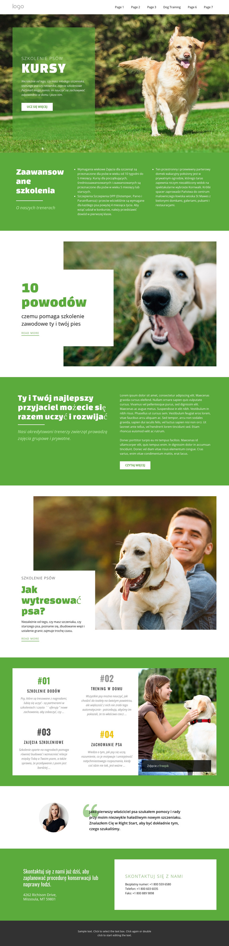 Kursy szkoleniowe dla zwierząt domowych Szablon HTML