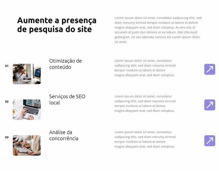 Otimize para melhores classificações Modelos de construtor de sites