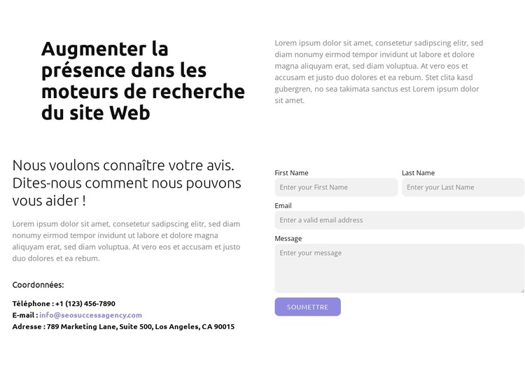 Croissance du trafic organique Modèle de site Web