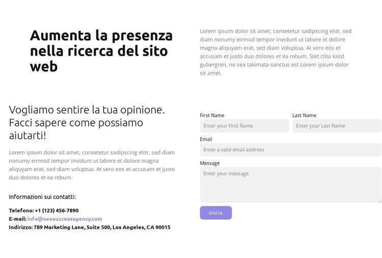 Crescita organica del traffico Modello di sito Web