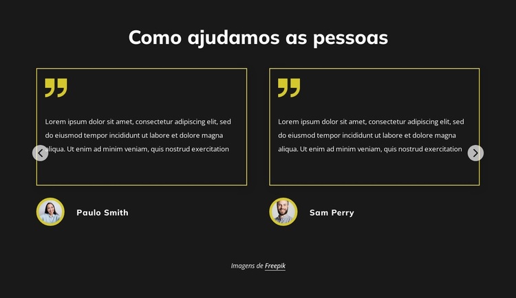 Depoimentos de clientes Tema WordPress