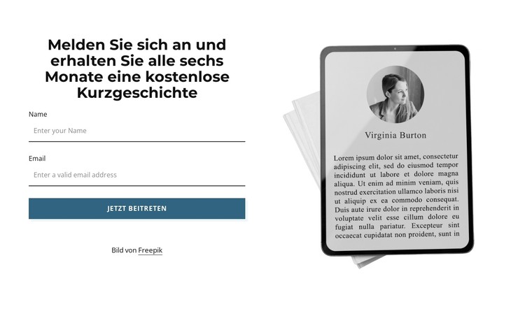 Holen Sie sich kostenlose Kurzgeschichten CSS-Vorlage