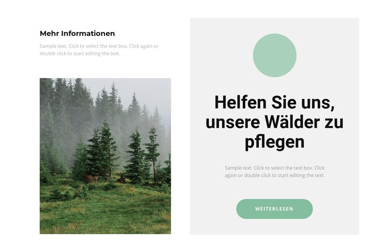 Kümmere dich um den Wald Landing Page