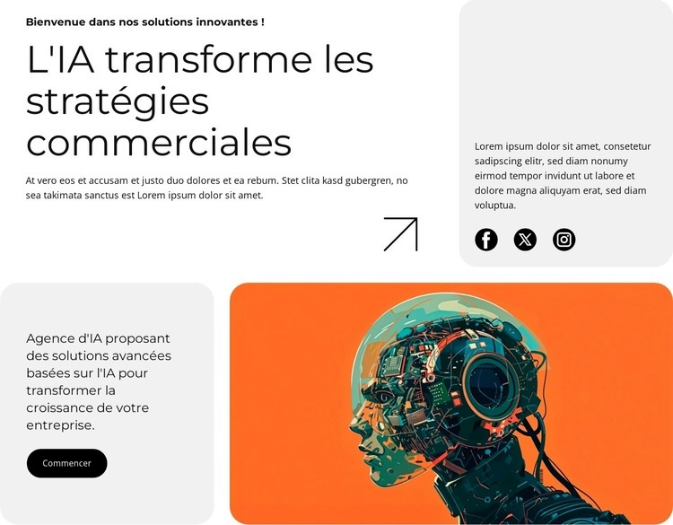 Solutions d'agence d'IA Modèle d'une page