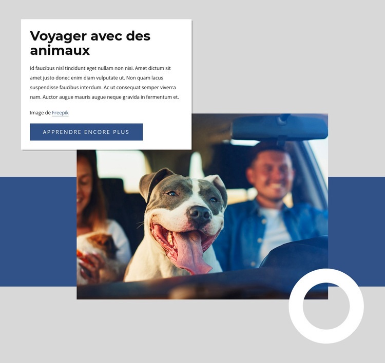 Voyager avec des animaux Modèles de constructeur de sites Web