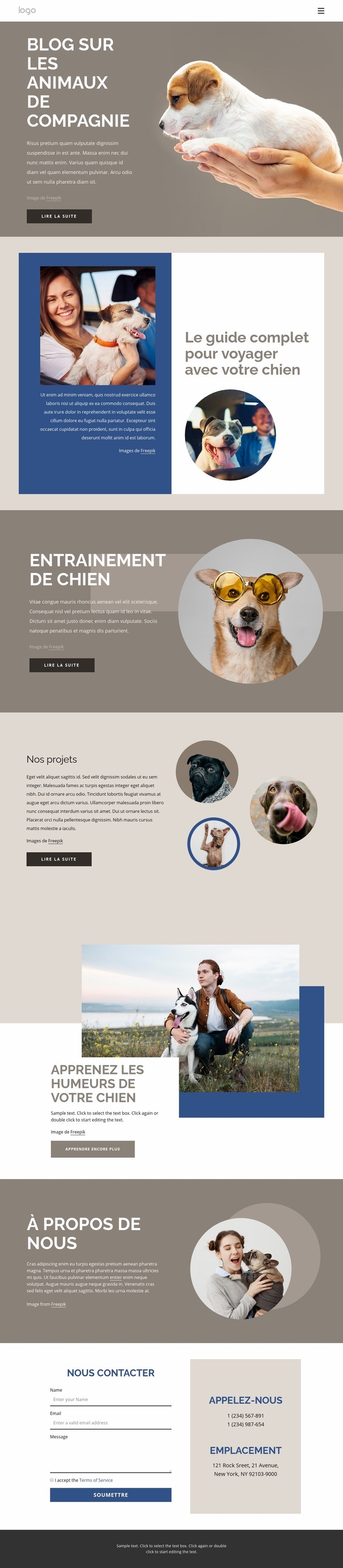Blog sur les animaux de compagnie Créateur de site Web HTML
