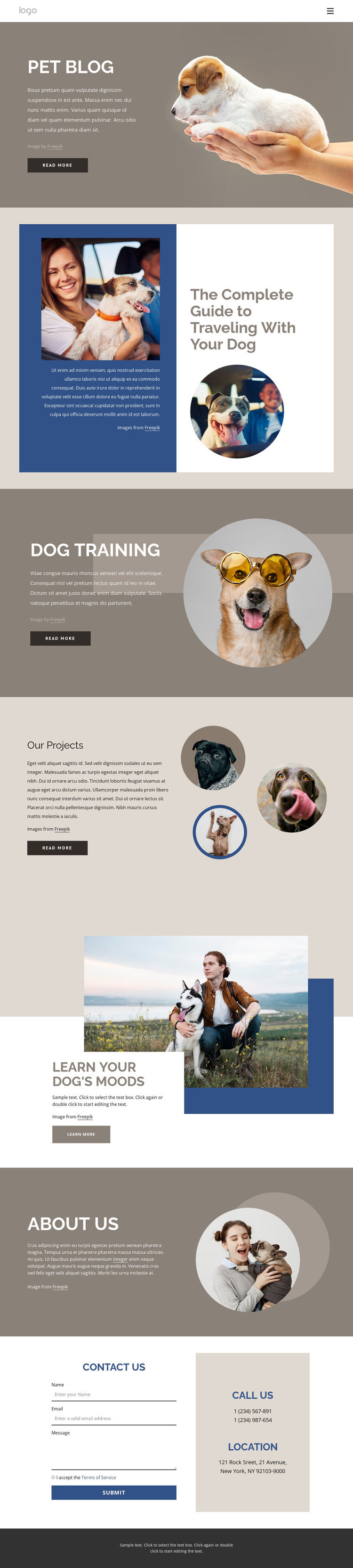 Pet Blog One Page Template