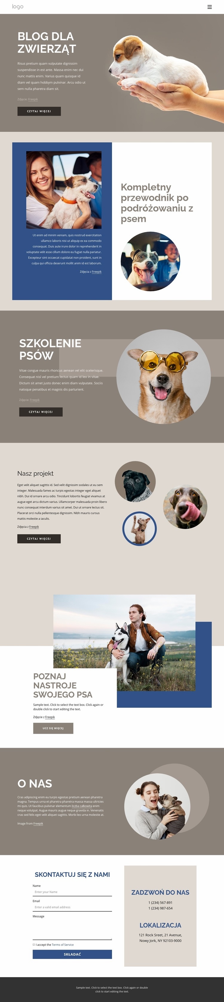 Blog dla zwierząt Kreator witryn internetowych HTML