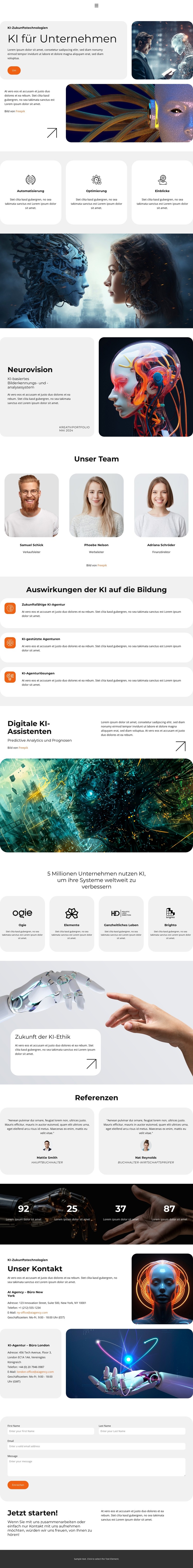 KI-Zukunftstechnologien Website-Vorlage