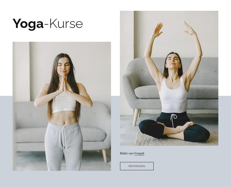 Yogakurse online Website-Modell