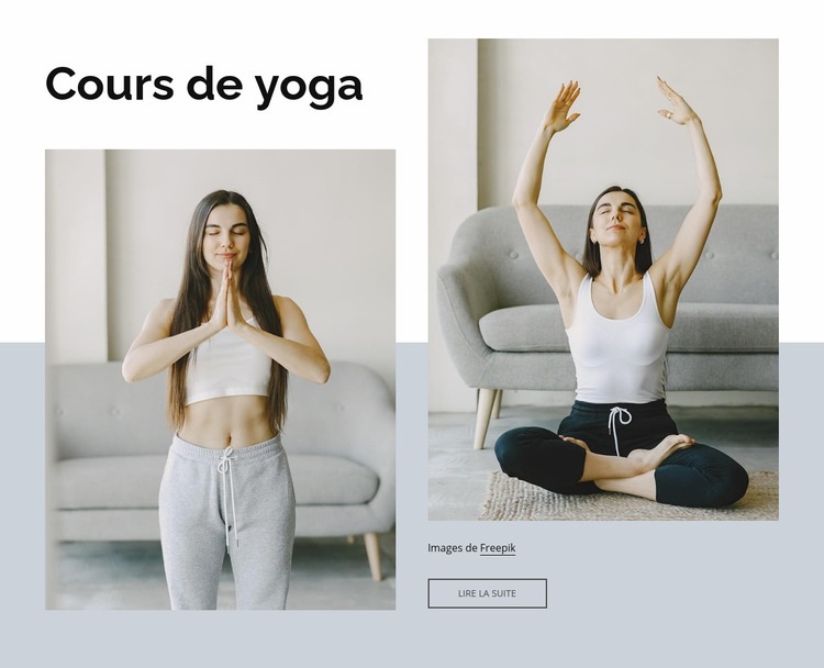 Cours de yoga en ligne Maquette de site Web