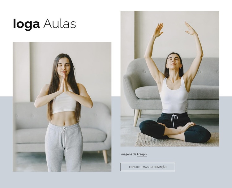 Aulas de ioga online Maquete do site