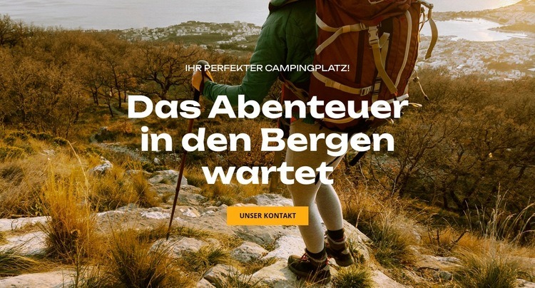 Das Abenteuer in den Bergen wartet Website-Modell