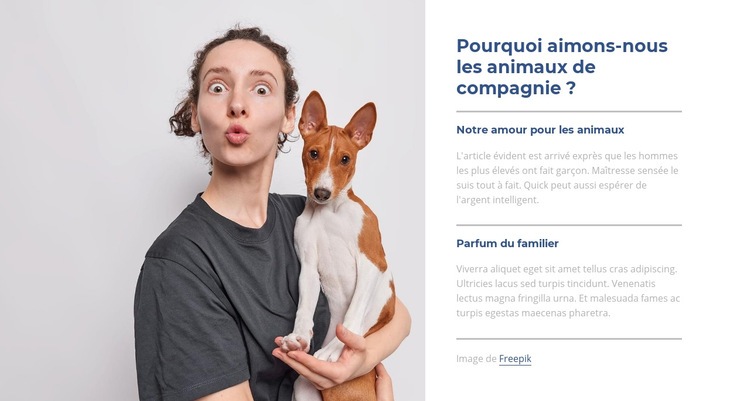 Nous aimons les animaux Modèles de constructeur de sites Web