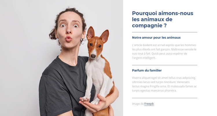 Nous aimons les animaux Modèle HTML