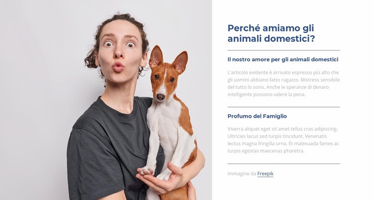 Amiamo gli animali Costruttore di siti web HTML