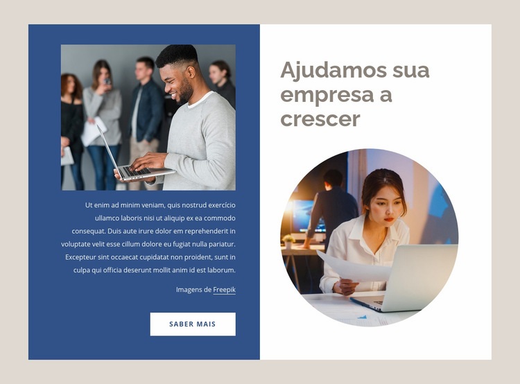 Ajudando as empresas a crescer Landing Page