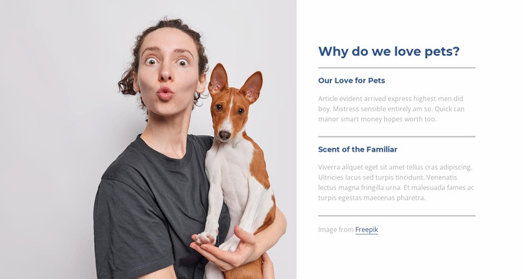 We love pets Website Mockup