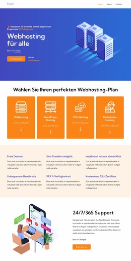 Webhosting-Dienste - Benutzerdefinierte Joomla-Vorlage