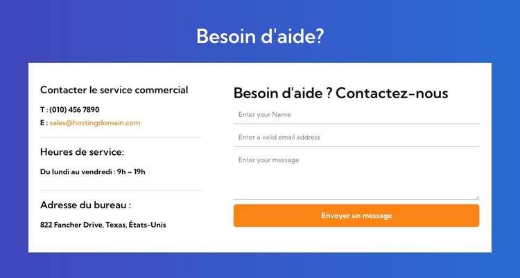 Contacter le service commercial Modèle de site Web