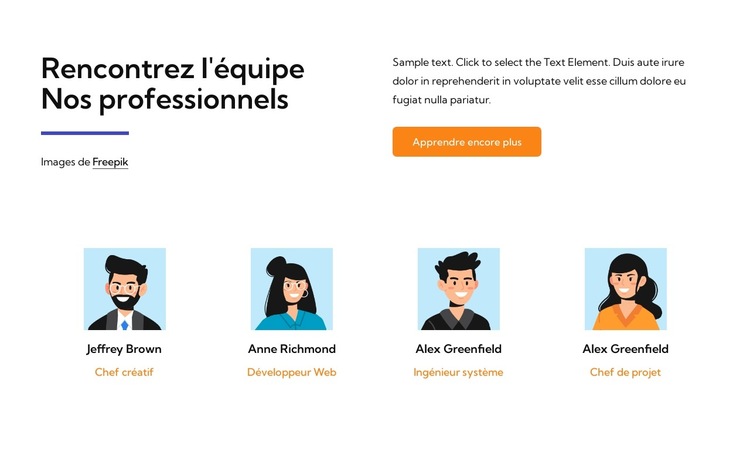 Rencontrez l'équipe d'accueil Modèle de site Web
