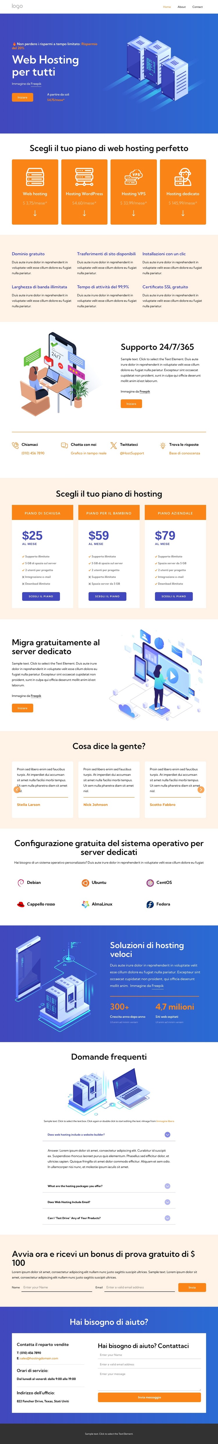 Servizi di web hosting Modello HTML