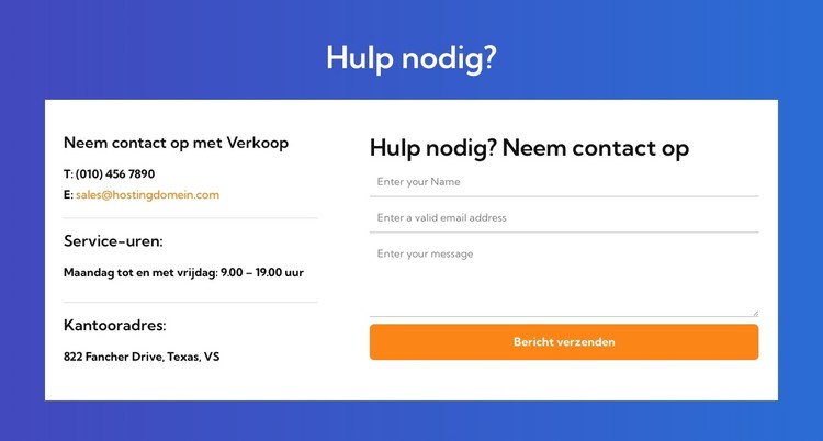 Neem contact op met de verkoopafdeling CSS-sjabloon