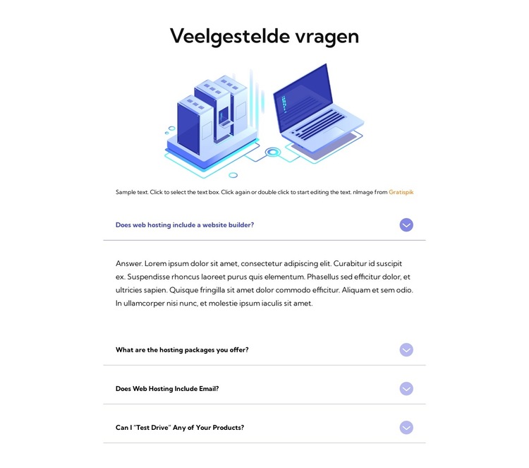 Veelgestelde vragen over webhosting Website sjabloon