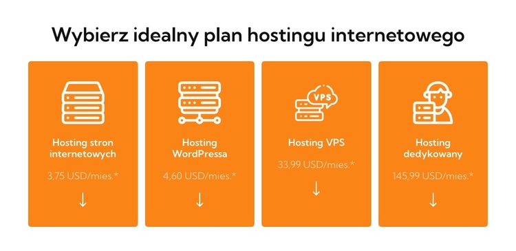 Plan hostingu internetowego Motyw WordPress