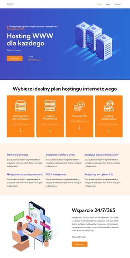 Szablon Strony Docelowej Usługi Hostingu Internetowego