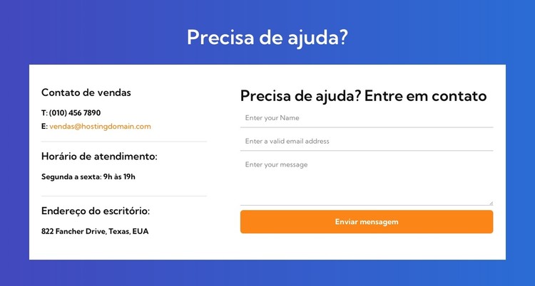 Entre em contato com vendas Template CSS