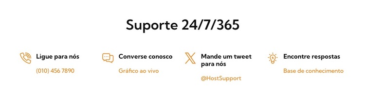 Nosso serviço de suporte 24 horas por dia, 7 dias por semana Modelo de site