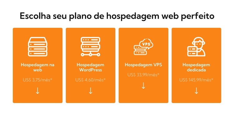 Plano de hospedagem web Modelo de site